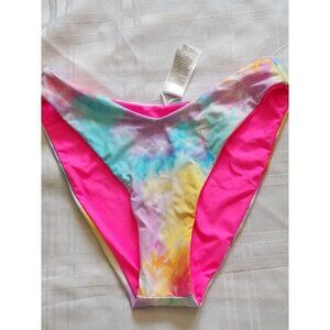 Vicious Young Babes ReversibleTie Dye Scoop Hi Leg Bikini Bottoms Pink Multi (M)
